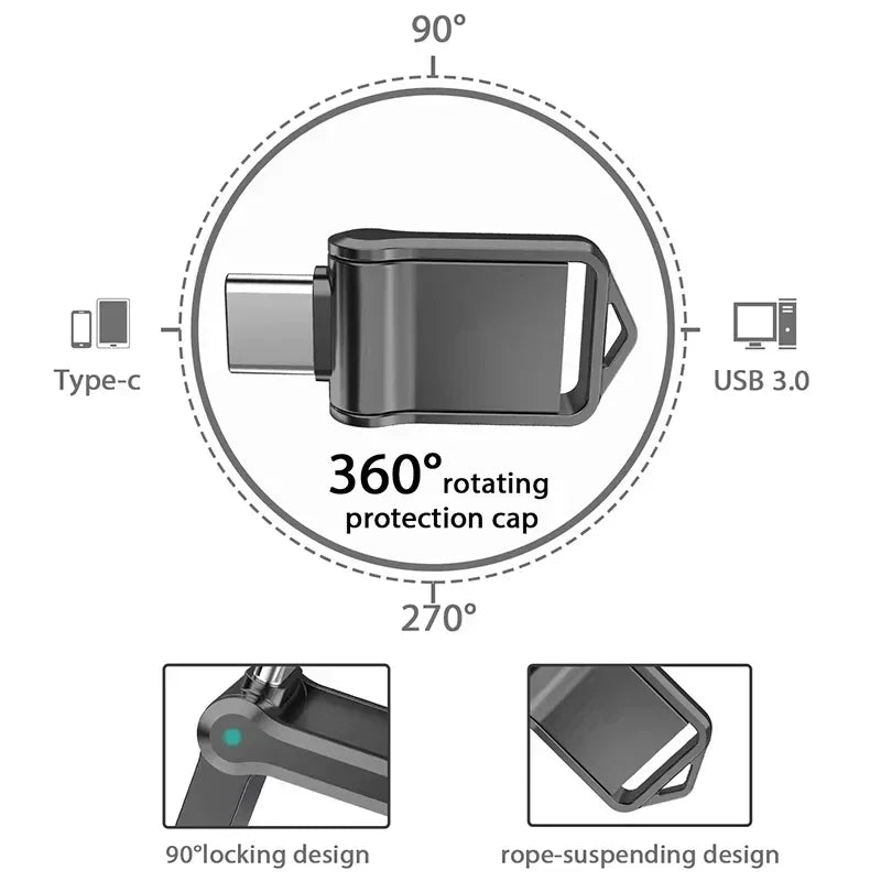 Xiaomi 2TB USB 3.2 Flash Drive High Speed USB 1TB 512GB Type-C Interface Dual-Use Flash Memory Stick For Mobile Phone Computer 