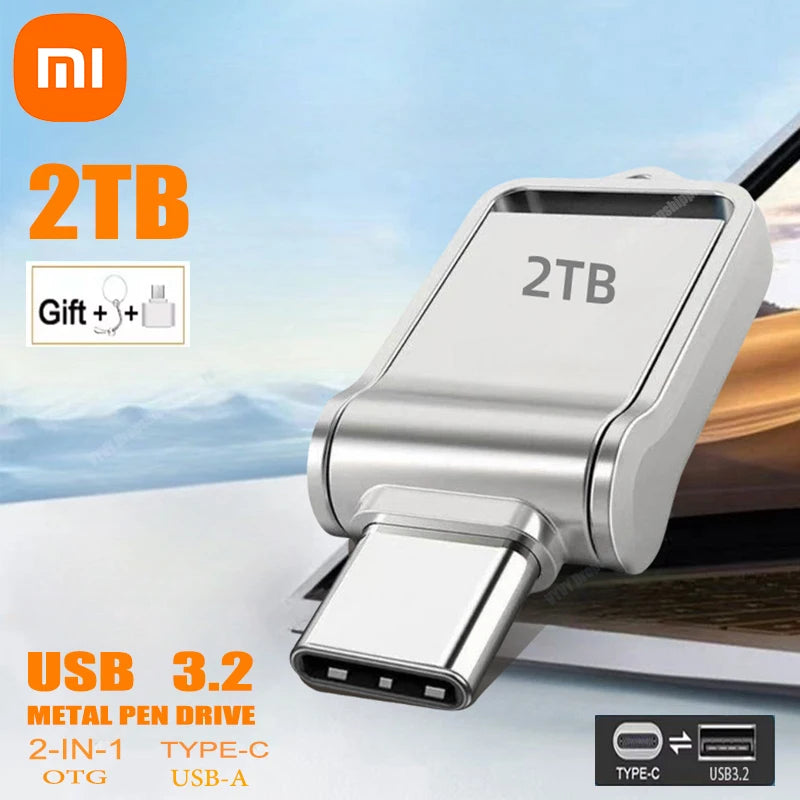 Xiaomi 2TB USB 3.2 Flash Drive High Speed USB 1TB 512GB Type-C Interface Dual-Use Flash Memory Stick For Mobile Phone Computer 