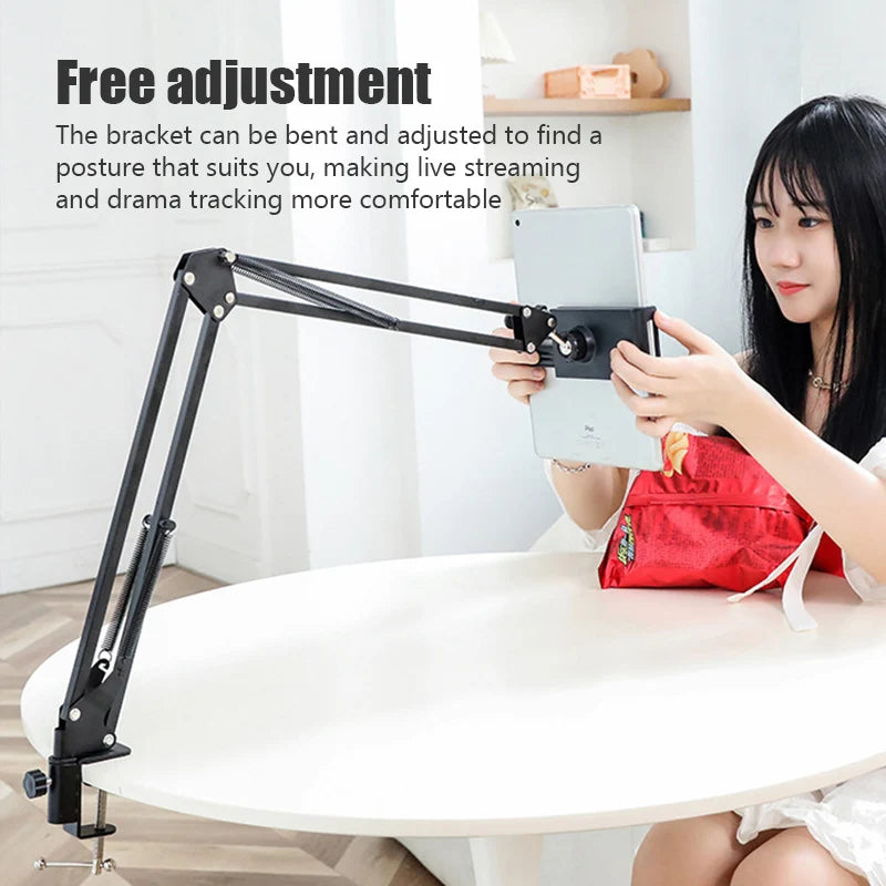 360 Degree Long Arm Tablet Holder Stand for 4 to 11 inch Tablet Smartphone