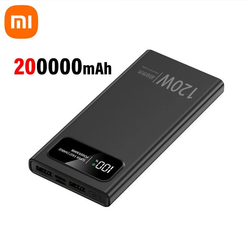 Xiaomi 200000mAh 120W Power Bank Super Fast Charging Battery High Capacity Digital Display Power Bank For iPhone Samsung Huawei