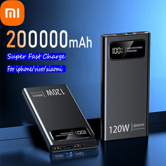 Xiaomi 200000mAh 120W Power Bank Super Fast Charging Battery High Capacity Digital Display Power Bank For iPhone Samsung Huawei